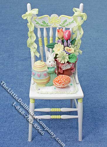 (image for) Miniature Easter Themed Decorated Chair for Dollhouses