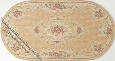 (image for) Dollhouse Scale Model Oval Tan & Orange Rug