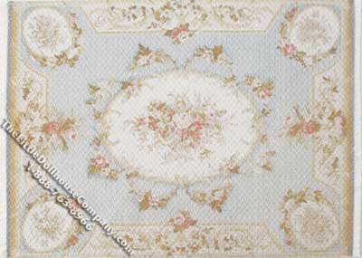(image for) Miniature Rectangular Blue & Brown Rug for Dollhouses