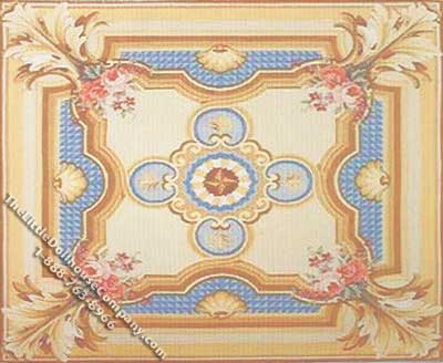 (image for) Dollhouse Scale Model Rectangular Gold & Blue Rug