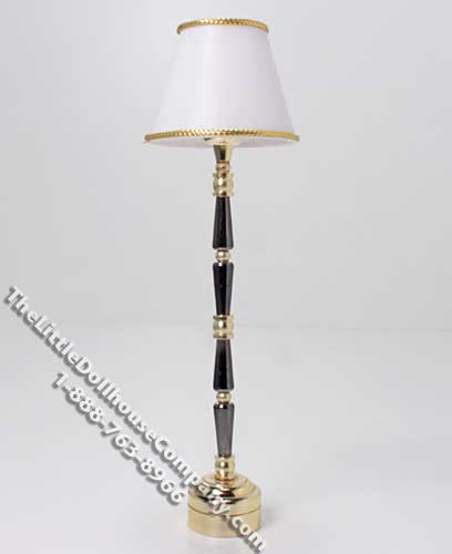 (image for) Dollhouse Scale Model Battery Operated Brown & Brass Floor Lamp