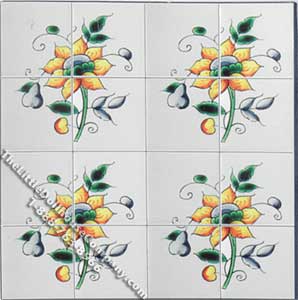 (image for) Dollhouse Scale Model Sunflower Theme Decorative Wall Tiles