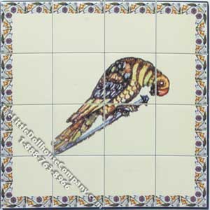 (image for) Dollhouse Scale Model Bird Themed Decorative Faux Wall Tiles