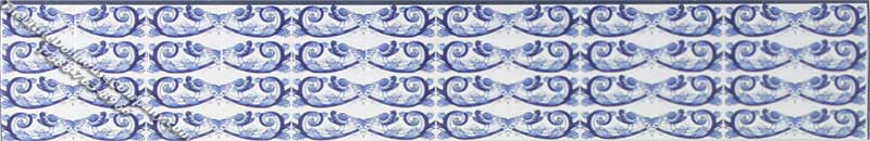 (image for) Dollhouse Scale Model Blue Decorative Faux Wall Tile Border