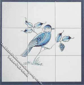 (image for) Dollhouse Scale Model Bird Themed Decorative Faux Wall Tiles