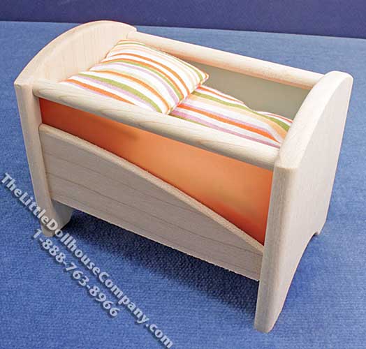 (image for) Miniature Modern Style Crib w/Bedding for Dollhouses