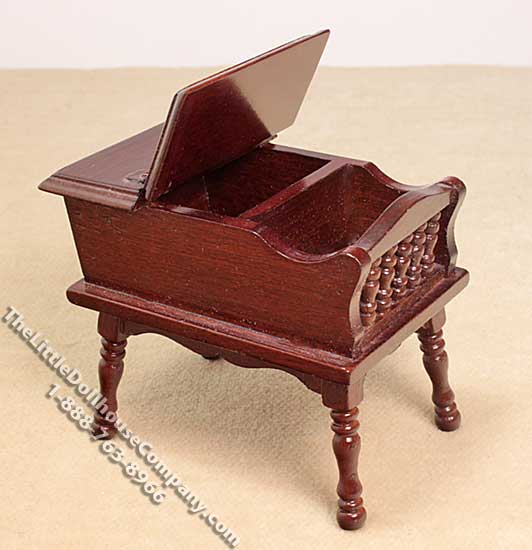 (image for) Miniature Mahogany Magazine Table w/Hinged Lid for Dollhouses