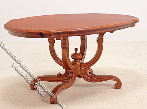 (image for) Miniature New Walnut Oval Dining Table for Dollhouses