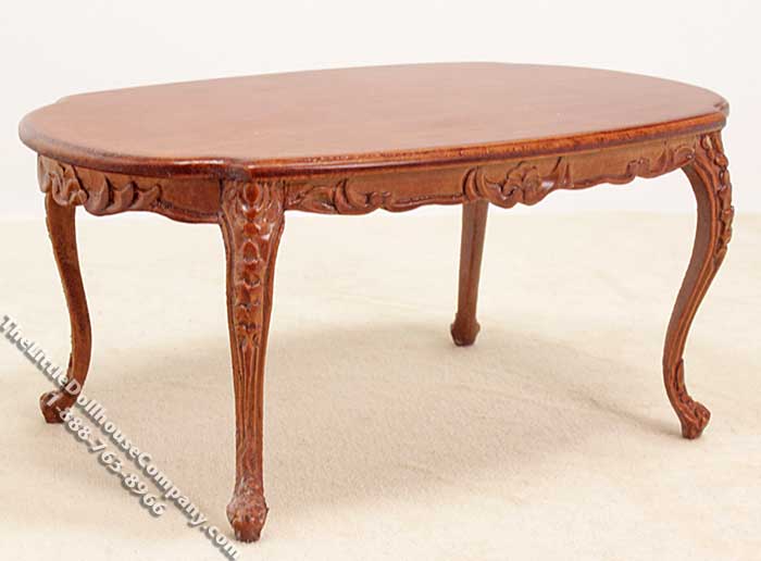 (image for) Miniature Ornate New Walnut Dining Room Table for Dollhouses