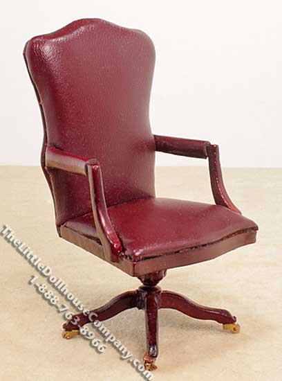 (image for) Miniature Mahogany Padded Desk Chair for Dollhouses