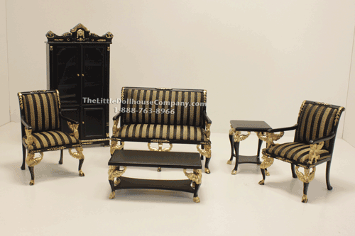 (image for) Dollhouse Miniature Black and Gold Victorian Living Room