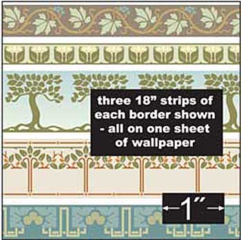 (image for) Dollhouse Scale Model Wallpaper Arts & Crafts Borders