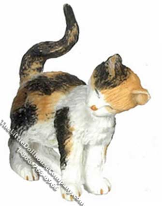 (image for) Dollhouse Scale Model Calico Cat Rubbing Left Side