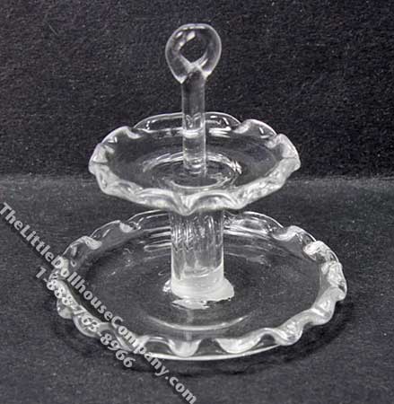 (image for) Miniature 2 Tier Scalloped Edge Dessert Stand for Dollhouses