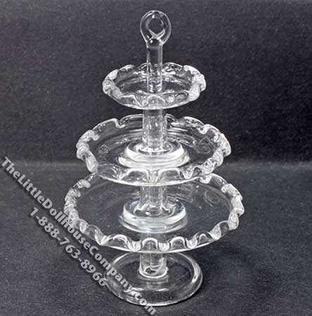 (image for) Miniature 3 Tier Scalloped Edge Dessert Stand for Dollhouses