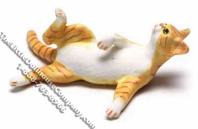 (image for) Dollhouse Scale Model Orange & White Cat Reclining