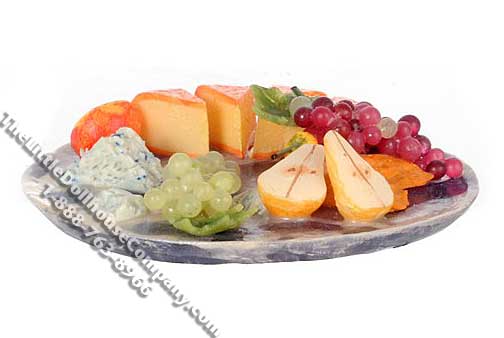 (image for) Dollhouse Scale Model Tray of Assorted Cheeses & Fruit