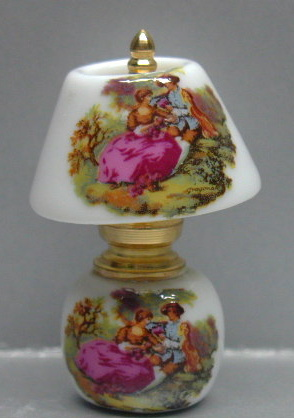 (image for) Ceramic and Brass Table Lamp with French Couple Motif