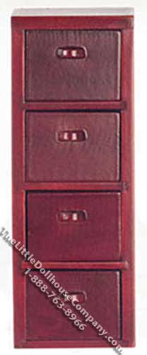 (image for) Miniature Mahogany 4-Drawer Filing Cabinet for Dollhouses
