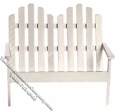 (image for) Miniature White Two Seat Adirondack Bench for Dollhouses