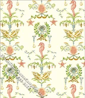 (image for) Dollhouse Scale Model Wallpaper Starfish & Seahorse Pattern