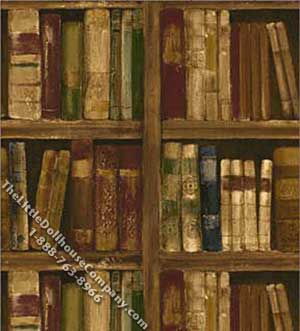 (image for) Brown Library Pattern Miniature Wallpaper for Dollhouses