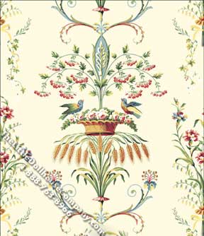 (image for) Dollhouse Scale Model Wallpaper Neoclassic Wheat Bird Floral