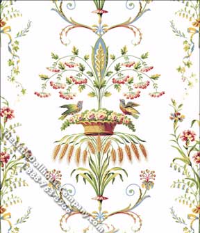 (image for) Dollhouse Scale Model Wallpaper Neoclassic Wheat Bird Floral