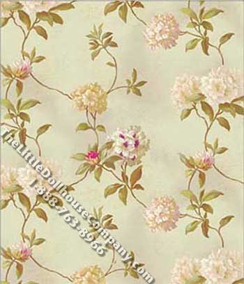 (image for) Dollhouse Scale Model Wallpaper Green Rhododendron Vine
