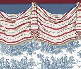 (image for) Dollhouse Scale Model Wallpaper Americana Curtain Pattern