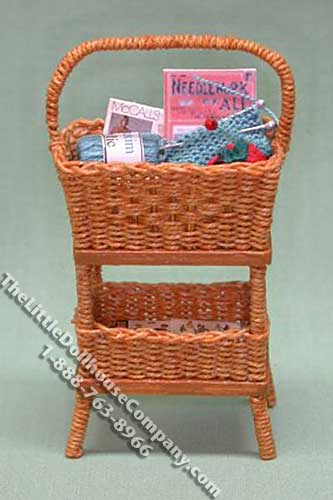 (image for) Miniature Wicker Sewing Stand Kit for Dollhouses