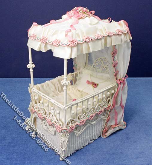 (image for) Miniature Cream Coloured Covered Crib by Serena Johnson