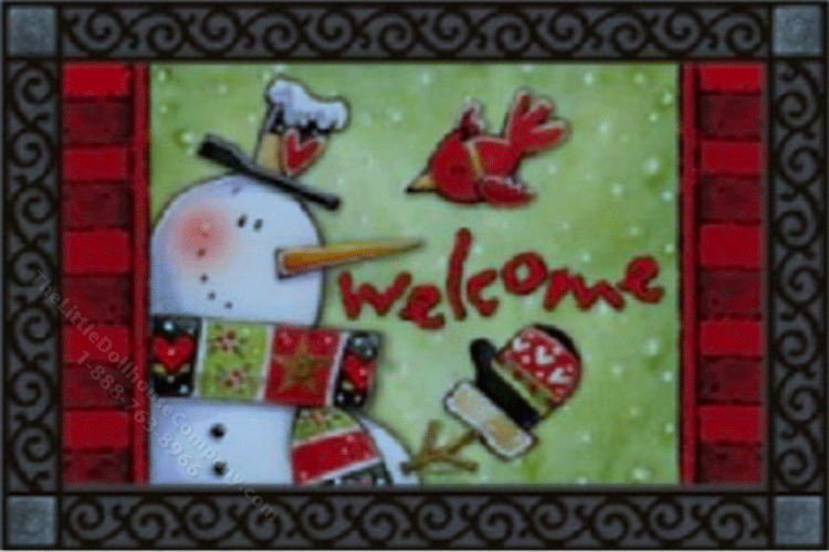 (image for) Miniature Snowman Welcome Mat for Dollhouses