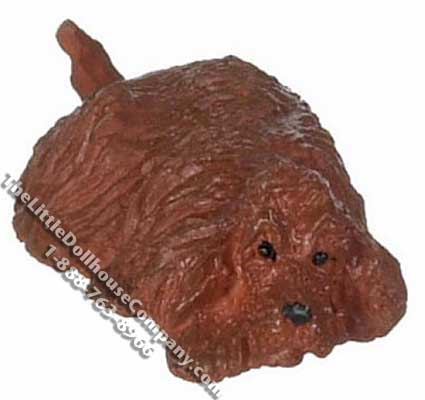 (image for) Dollhouse Scale Model Laying Brown Cocker Spaniel Dog