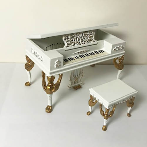 (image for) Miniature White Organ Piano Set for Dollhouses