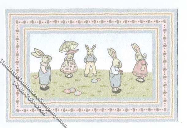 (image for) Dollhouse Scale Model Bunny Parade Rug