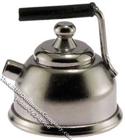 (image for) Dollhouse Scale Model Chrome Tea Kettle