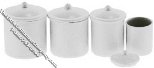 (image for) Dollhouse Scale Model White Set of 4 Canisters