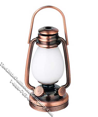 (image for) Miniature Copper Battery Operated Oil Lamp for Dollhouses