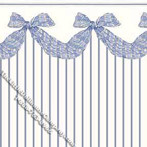 (image for) Dollhouse Scale Model Wallpaper Blue Stripe Bow Swag Pattern