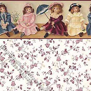 (image for) Dollhouse Scale Model Wallpaper Antique Dolls