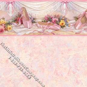 (image for) Dollhouse Scale Model Wallpaper Pink Ballerina Shoes