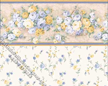 (image for) Dollhouse Scale Model Wallpaper Spring Baskets Pattern