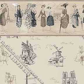 (image for) Dollhouse Scale Model Wallpaper Beige Paris Fashion Pattern