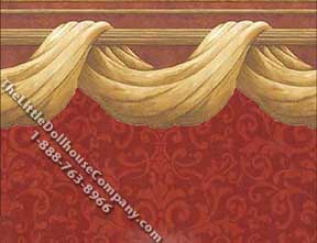 (image for) Dollhouse Scale Model Wallpaper Fabric Swag Damask Pattern