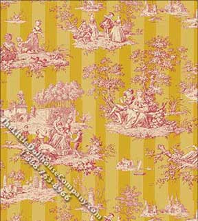 (image for) Dollhouse Scale Model Wallpaper Gold Stripe Toile Pattern