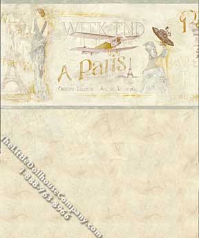 (image for) Dollhouse Scale Model Wallpaper Paris Weekend Linen Pattern