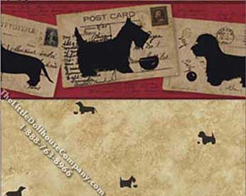(image for) Dollhouse Scale Model Wallpaper Post Cards and Dogs