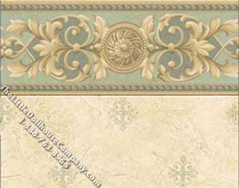 (image for) Dollhouse Scale Model Wallpaper Medallion on Aqua Pattern
