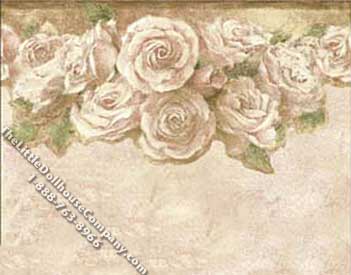 (image for) Dollhouse Scale Model Wallpaper Rose Damask Pattern